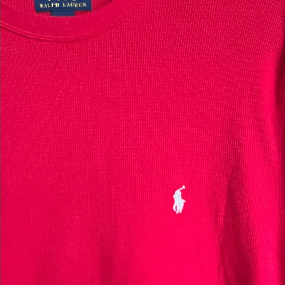Polo by Ralph Lauren Bright Red Ribbed Crewneck Shirt